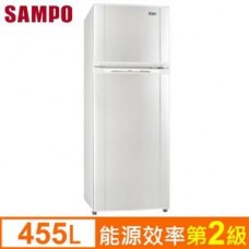 SAMPO聲寶455公升省電脫臭雙門冰箱SR-M46G典雅白(W2)